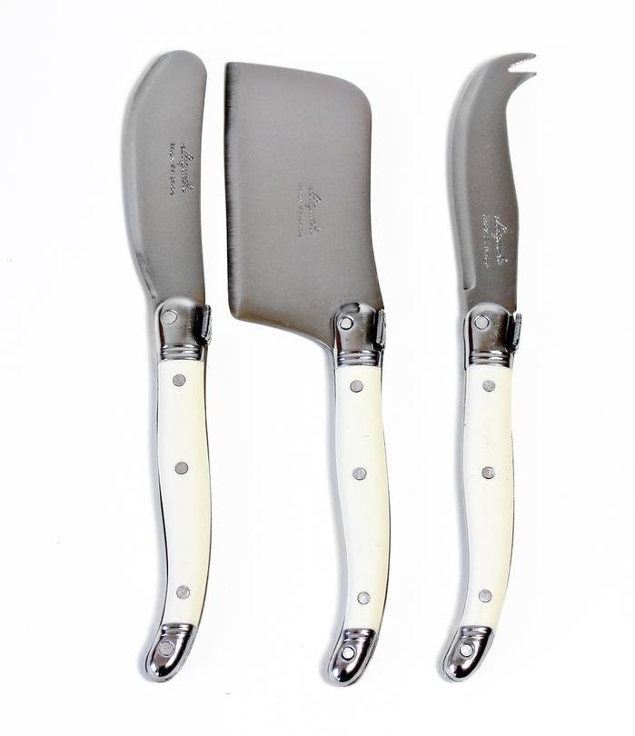 Mini Laguiole 3 Piece Cheese Set in Ivory