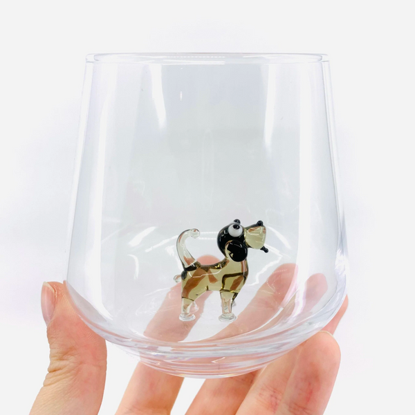 Dog Drinking Glass