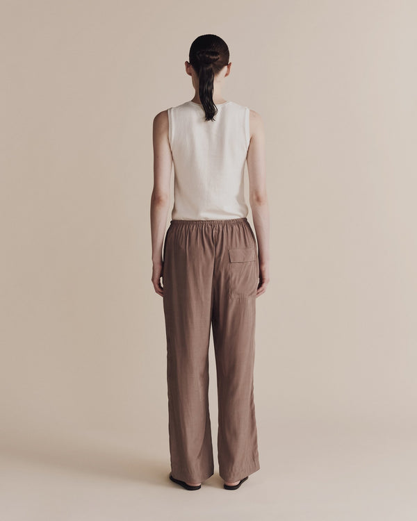 Drawstring Wide Leg Pants in Mocha, from Mijeong Park