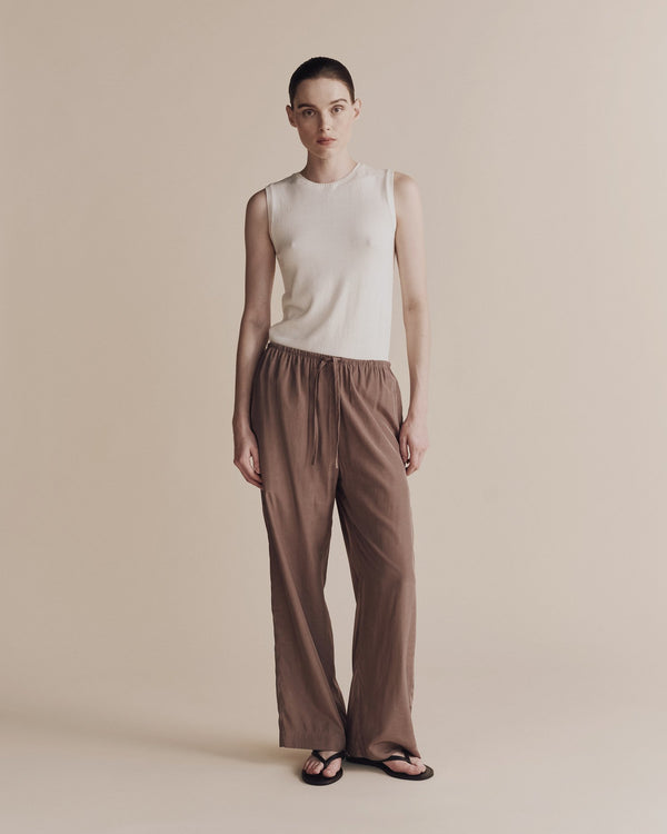 Drawstring Wide Leg Pants in Mocha, from Mijeong Park