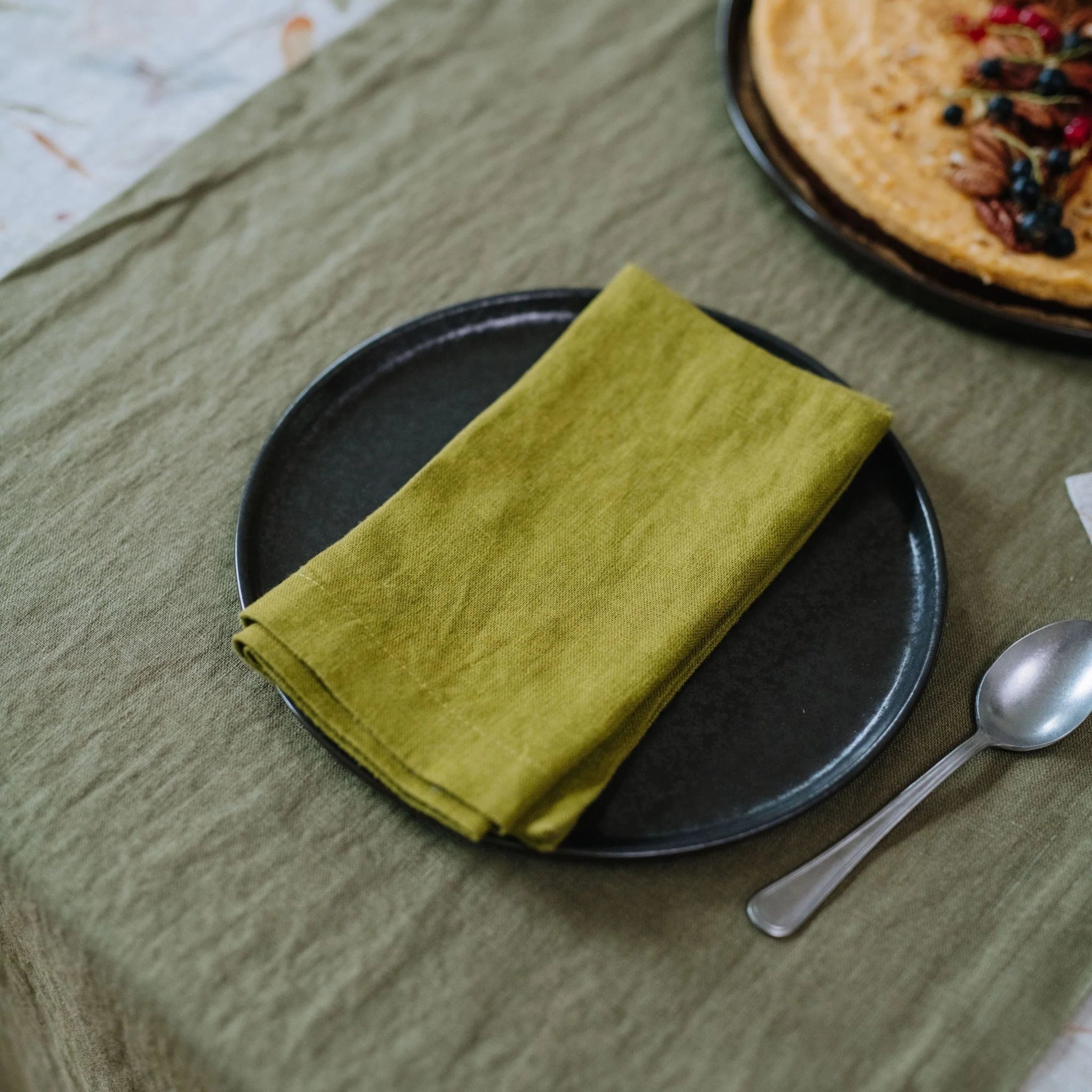 Moss Green Napkins Set of 2, from Linen Tales