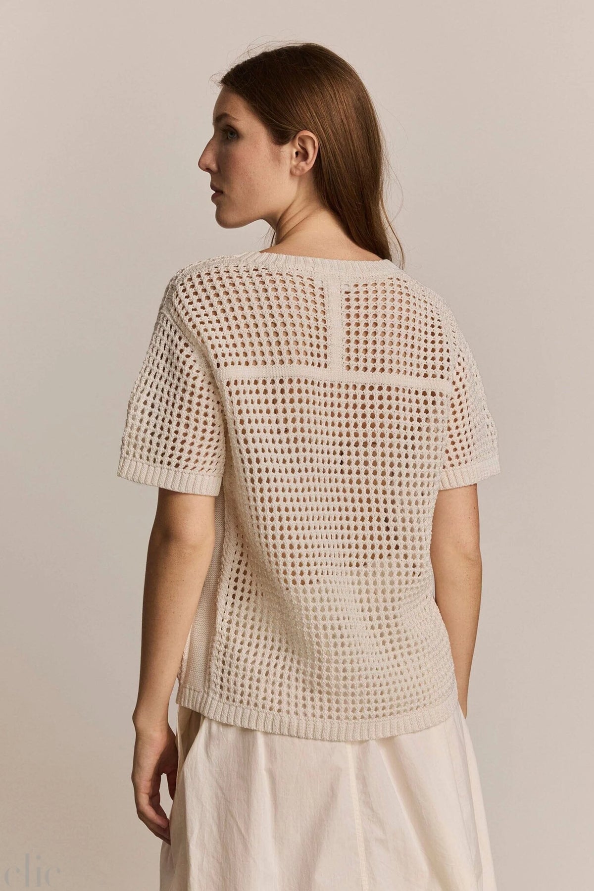 Jacob Mesh Tee in Ivory, from M. Patmos