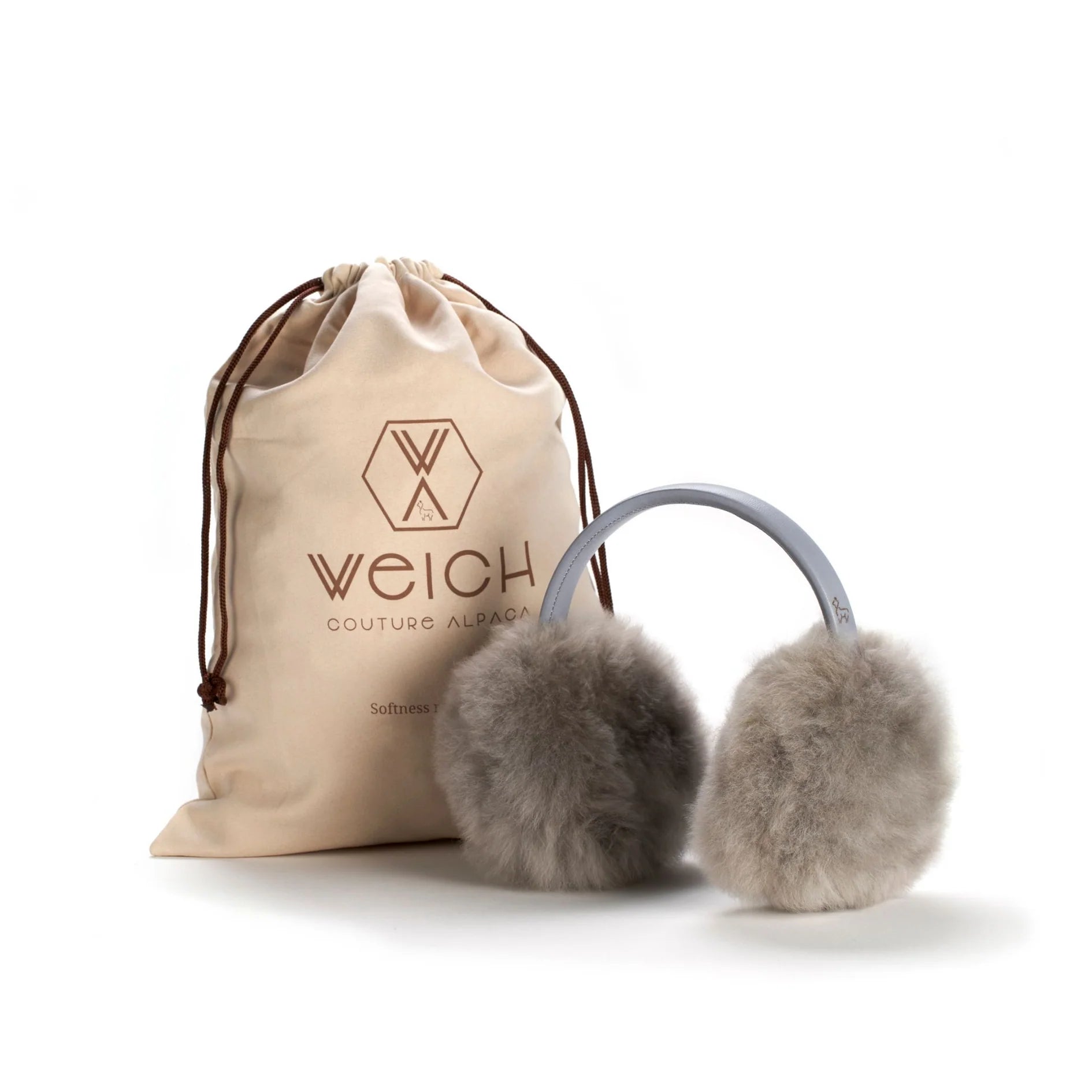 Olmo Ear Muff in Silver Grey, from Weich Couture Alpaca