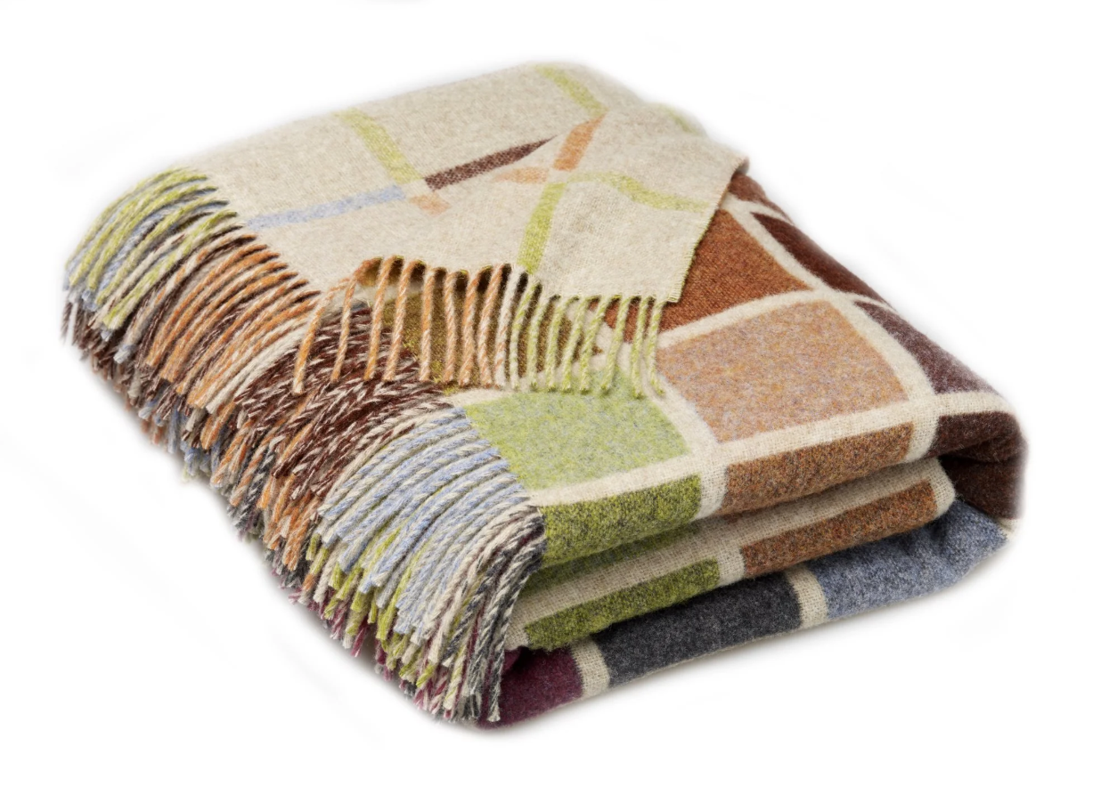 Multiblock Geometric Merino Lambswool Throw, from Bronte Moon