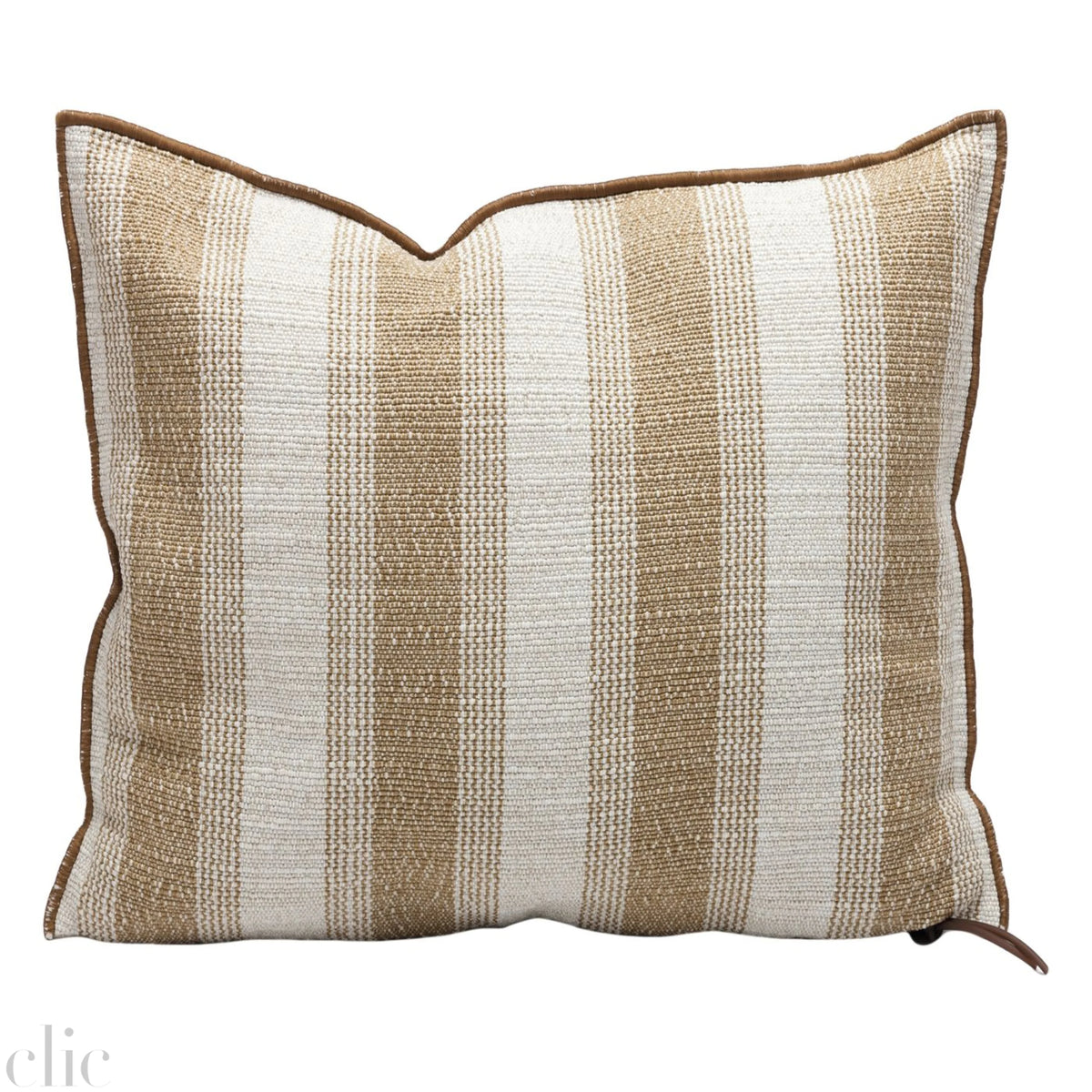 Canvas Outdoor Puglia Stripped Rayures Pillow 26x26 in Sable, from Maison de Vacances