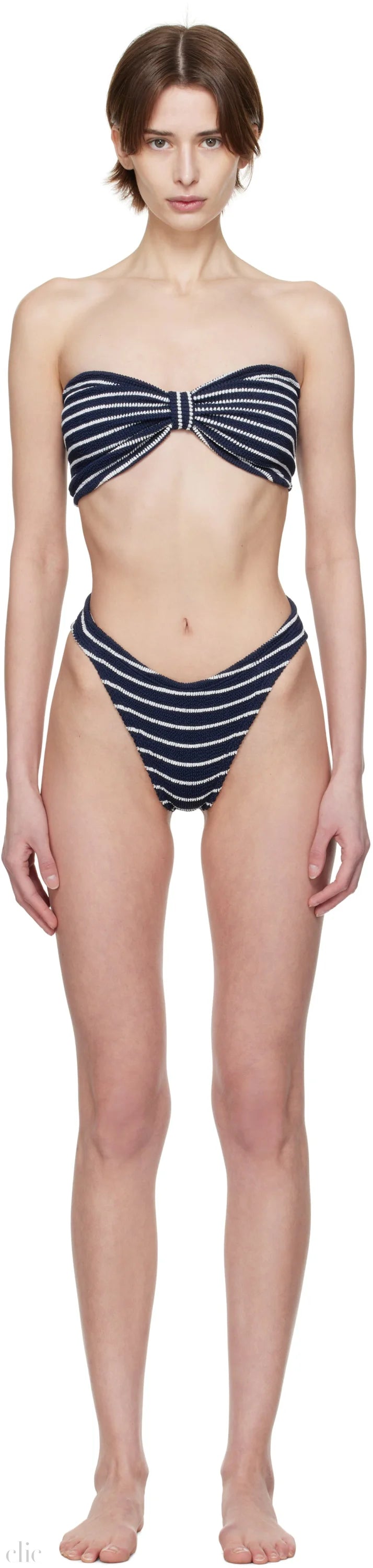 Jean Bikini with Navy & White Stripes, from Hunza G