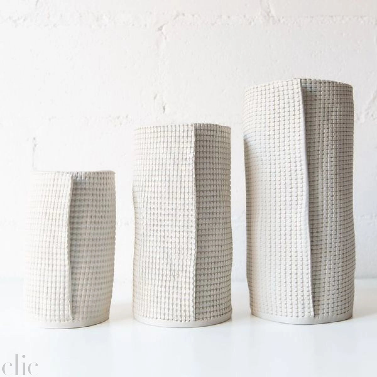 Grid Cyliner Vase in White, from CYM Ceramics