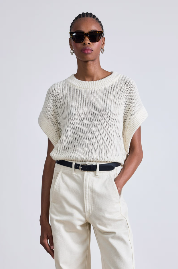 Oliva Linen Vest in Cream, from Apiece Apart