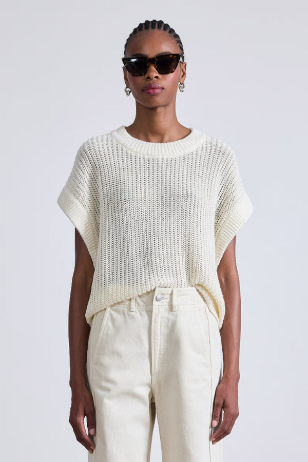 Oliva Linen Vest in Cream, from Apiece Apart