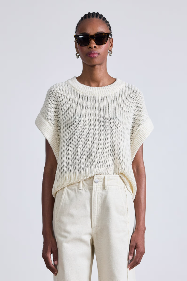 Oliva Linen Vest in Cream, from Apiece Apart