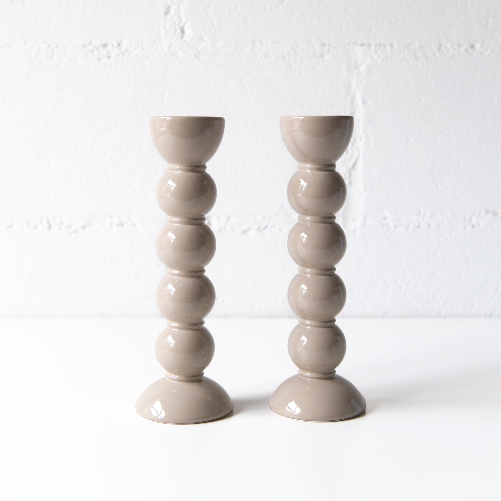 9.4" Bobbin Candlestick Holder in Cappuccino, from Addison Ross
