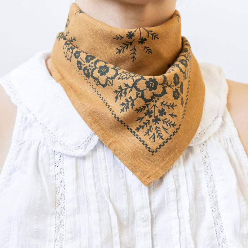 Natural Dye Silk Bandana in Ochre, from Last Chance Textiles