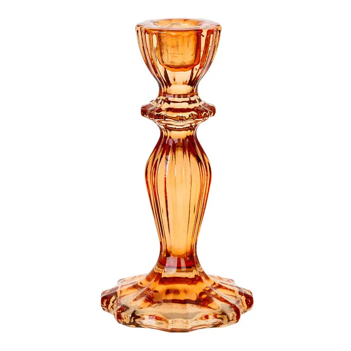 Glass Boho Candlestick Holder in Orange, from Talking Tables