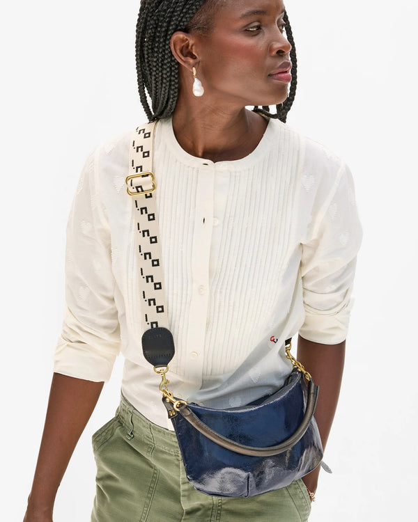 Oui Adjustable Crossbody Strap in Cream & Black, from Clare V