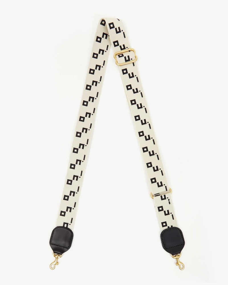 Oui Adjustable Crossbody Strap in Cream & Black, from Clare V