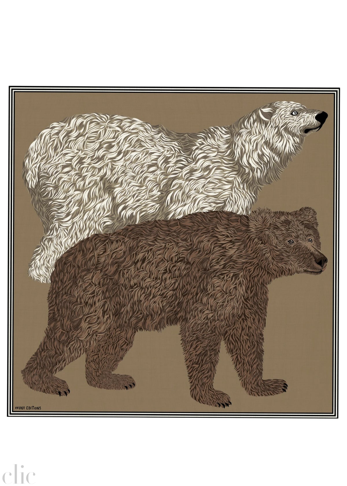 Ours Square Scarf in Beige, from Inoui Editions