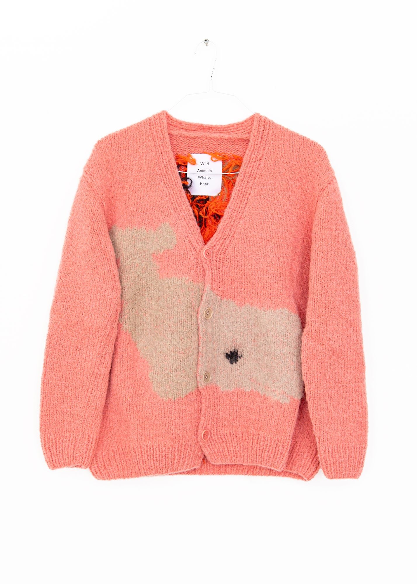 Whale Bear Hand Kitted Cardigan in Dark Rose, from Wild Animals