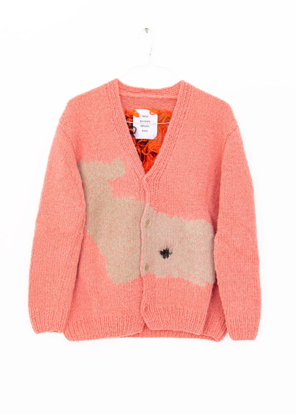Whale Bear Hand Kitted Cardigan in Dark Rose, from Wild Animals