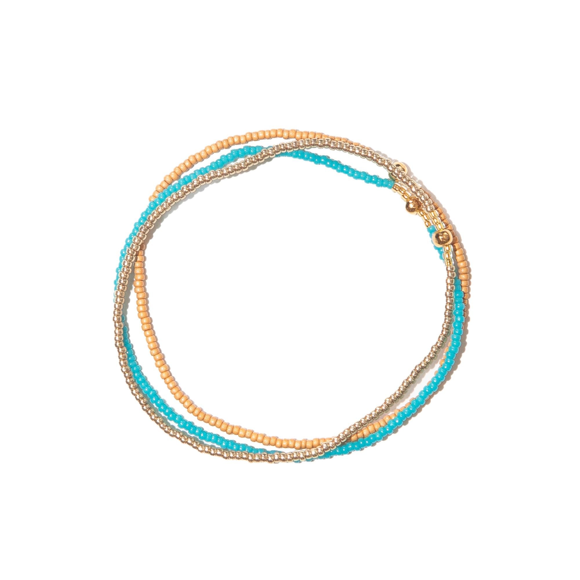 Aqua and Gold Stacked Beaded Bracelet, from Templestones