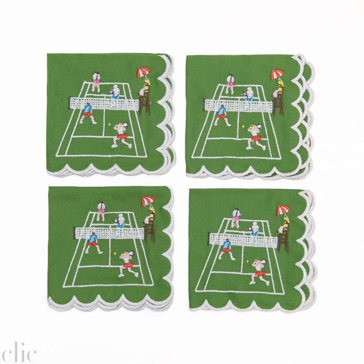 Playing Doubles Set of 4 Cocktail Napkins, from Pomegranate