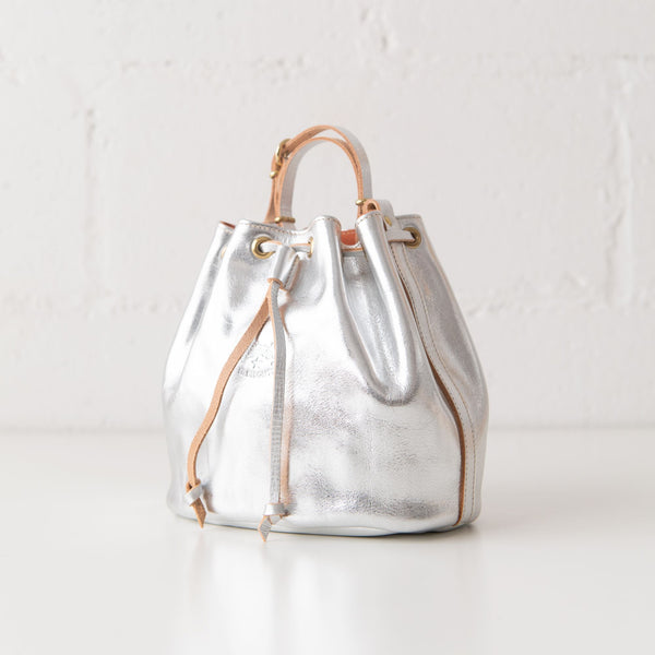 Classic Bucket Bag in Silver, from IL Bisonte