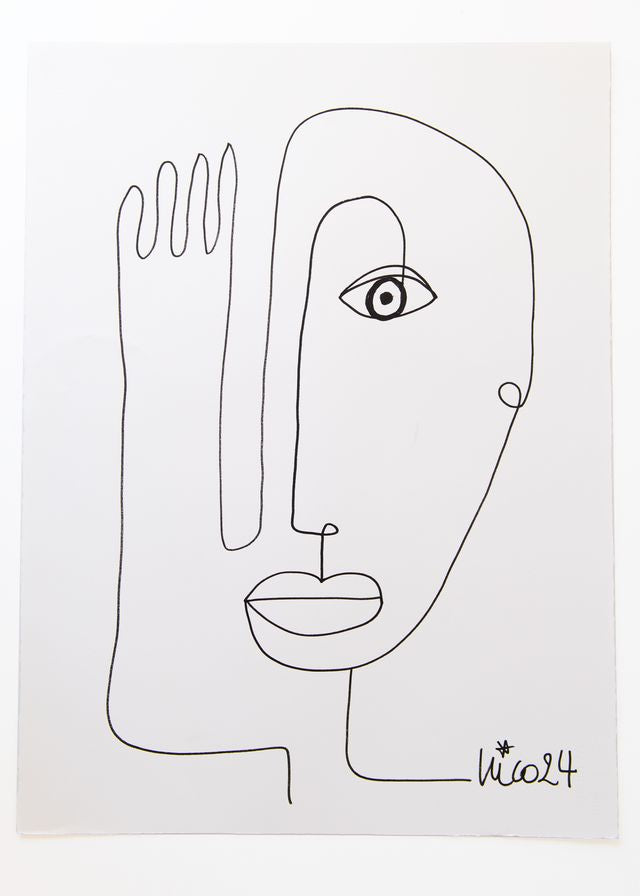 Large Visage 4 in Black & White, by Nicolette Schouten