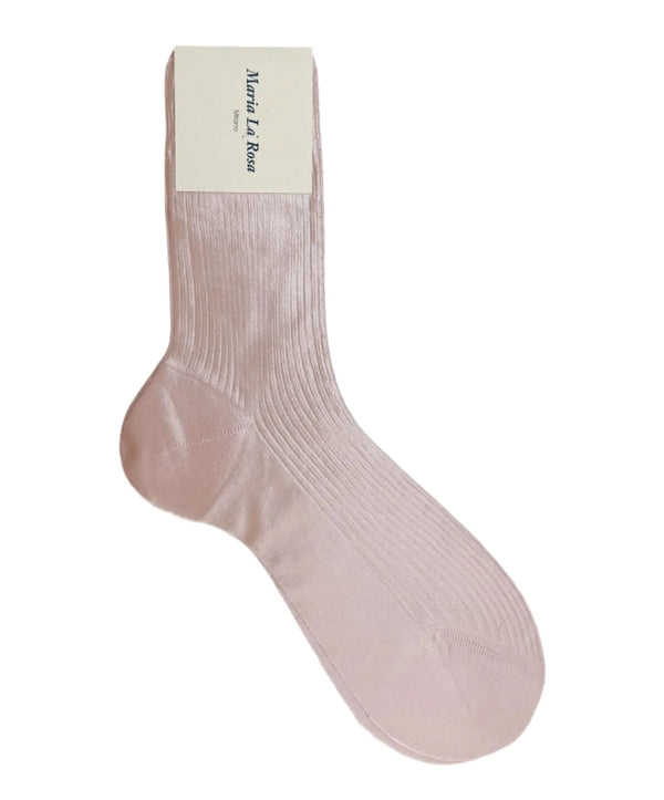 Ribbed Laminated Socks in Pale Pink, from Maria La Rosa