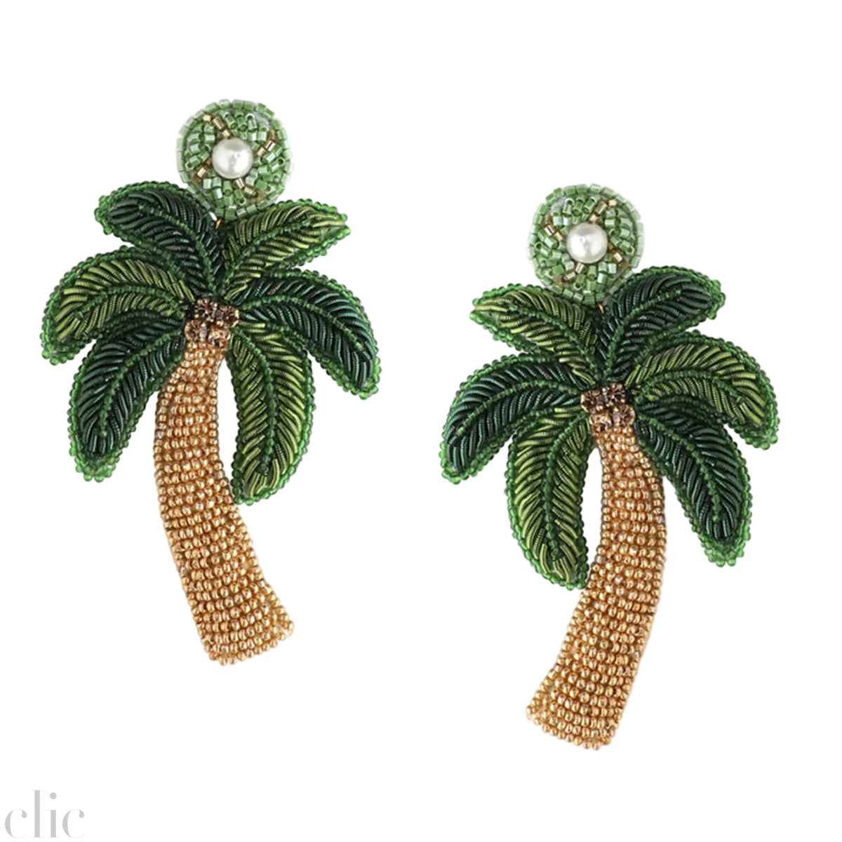 Palm Tree Earrings in Green, from Olivia Dar