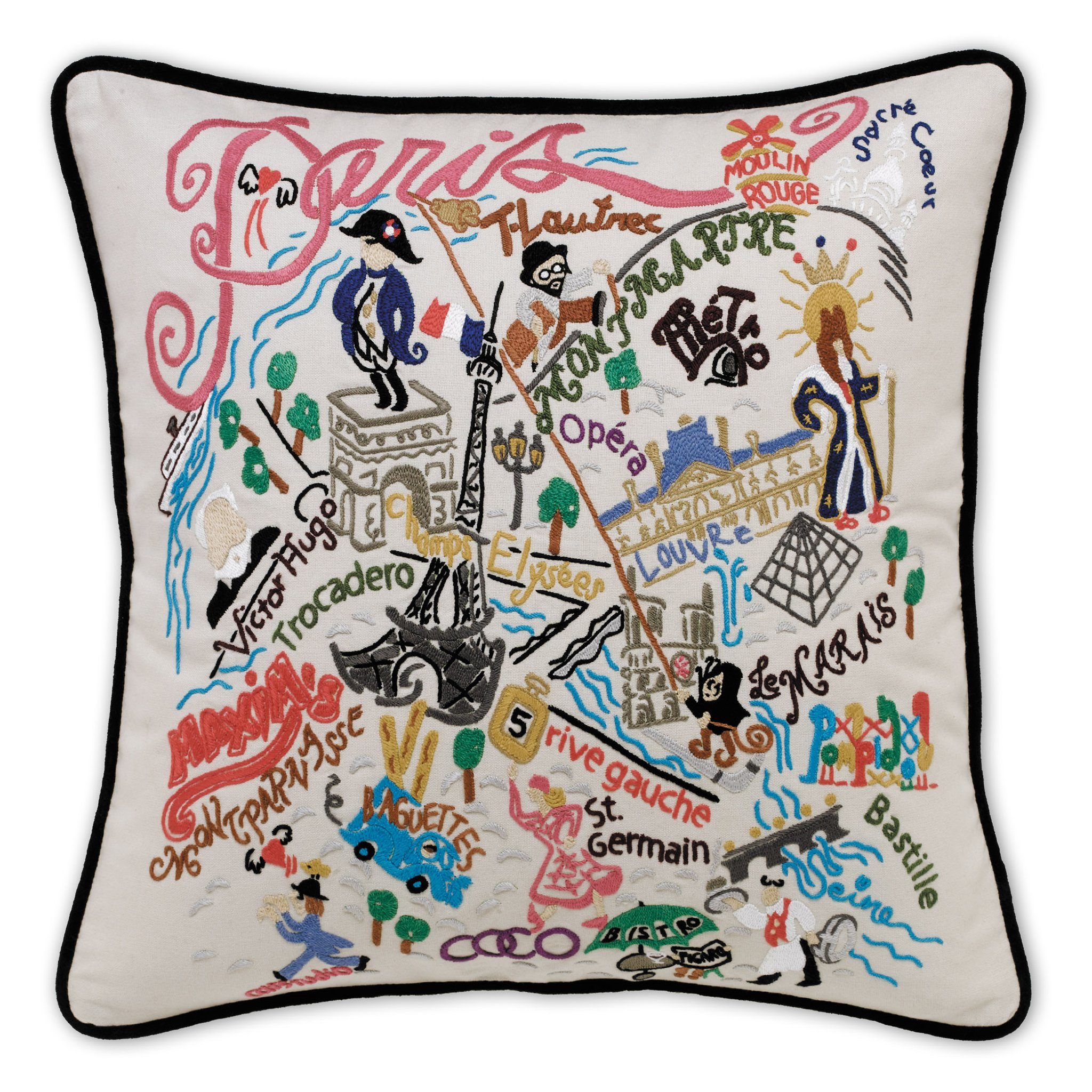 Paris Embroidered Pillow, from Catsudio