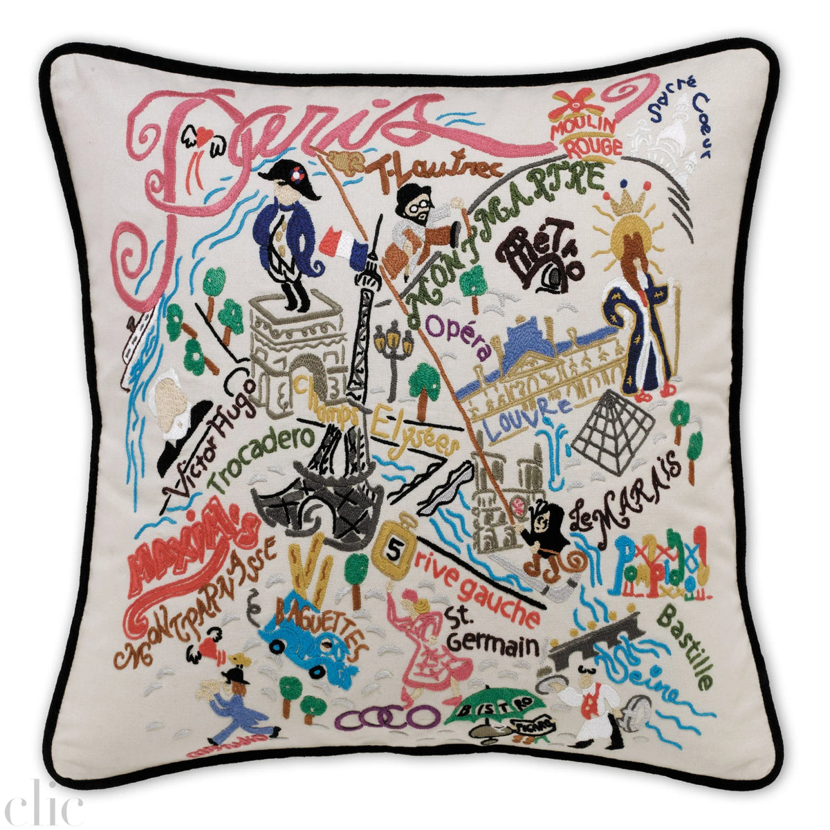 Paris Embroidered Pillow