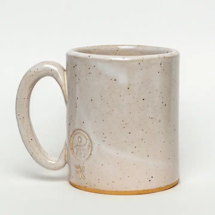 Ceramic Peace Sign Mug in Ivory and Black, from White Squirrel Clayworks