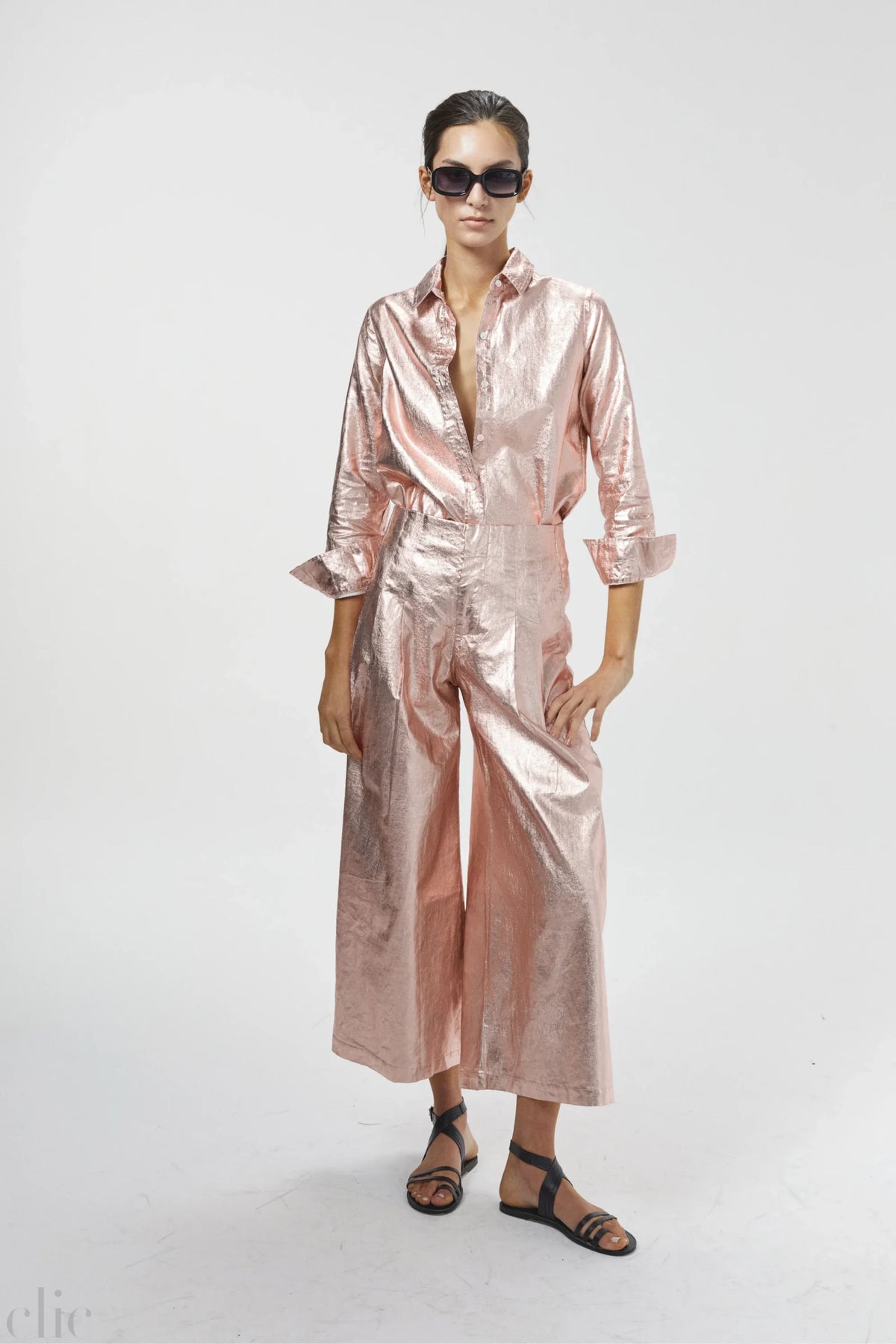 Culotte Linen Pant in Peach Fuzz, from Lanhtropy