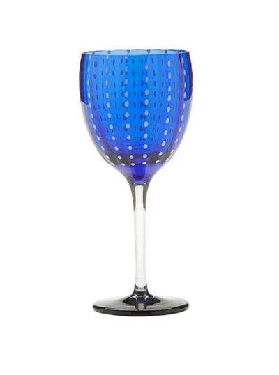 Perle Wine Goblet in Cobalt Blue, from Zafferano