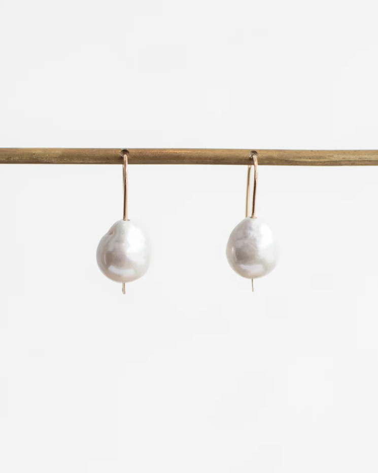 Petite Baroque Pearl Drop Necklace in Silver, from Mary Macgill