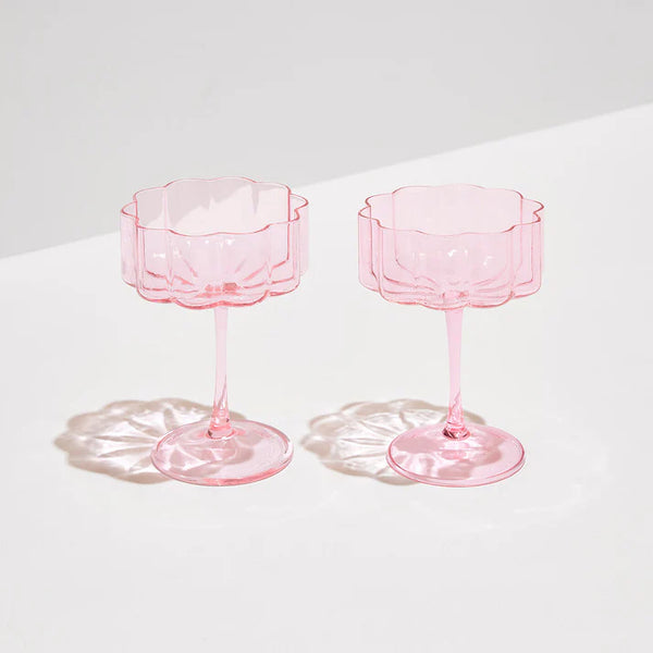 Two x Wave Coupe Glasses Pink, from Fazeek