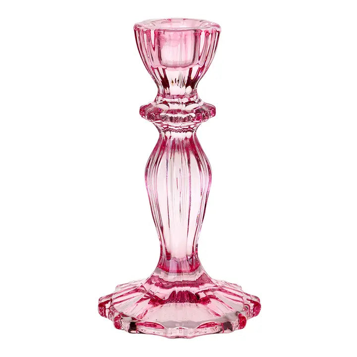 Glass Boho Candlestick Holder in Pink, from Talking Tables