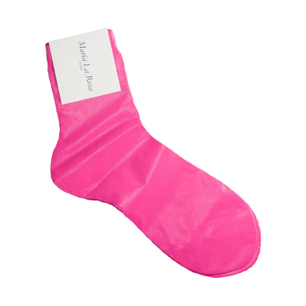 Ribbed Laminated Socks in Pink Fluo, from Maria La Rosa