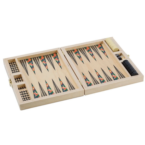 Poppy Green Travel Backgammon Set, from Wolfum Studio