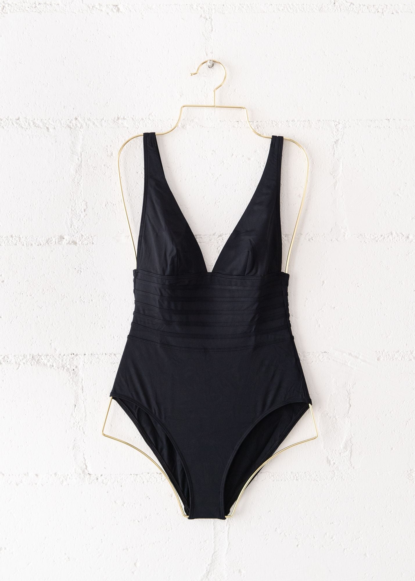 Hobby One Piece Triangle Bathing Suit in Black, from DNUD