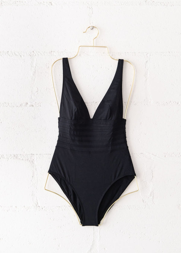 Hobby One Piece Triangle Bathing Suit in Black, from DNUD