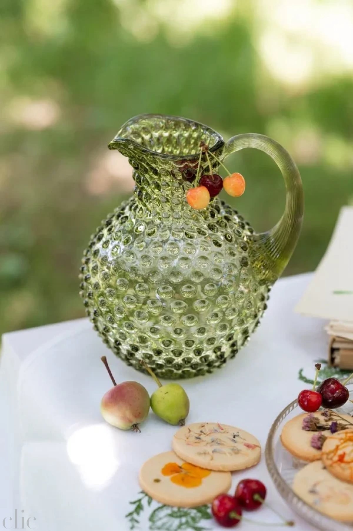 Hobnail Jug in Olive Green