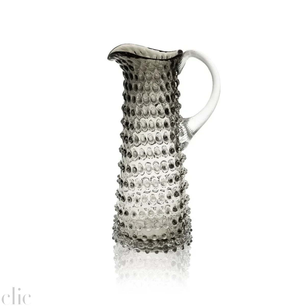 Tall Hobnail Jug in Underlay Black Smoke