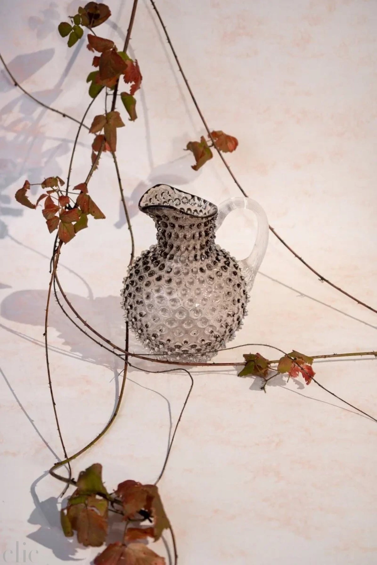 Hobnail Jug in Underlay Black Smoke
