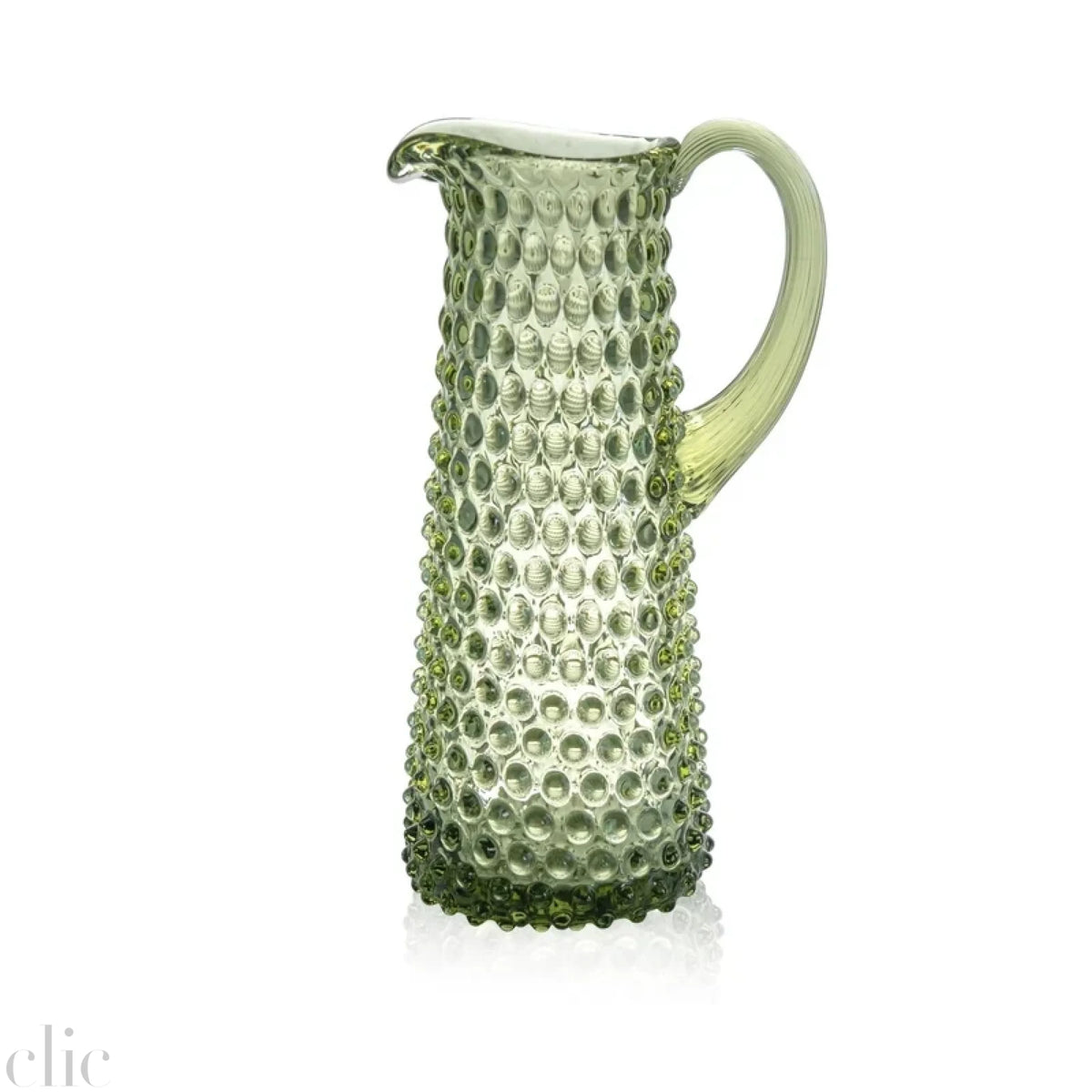 Tall Hobnail Jug in Olive Green