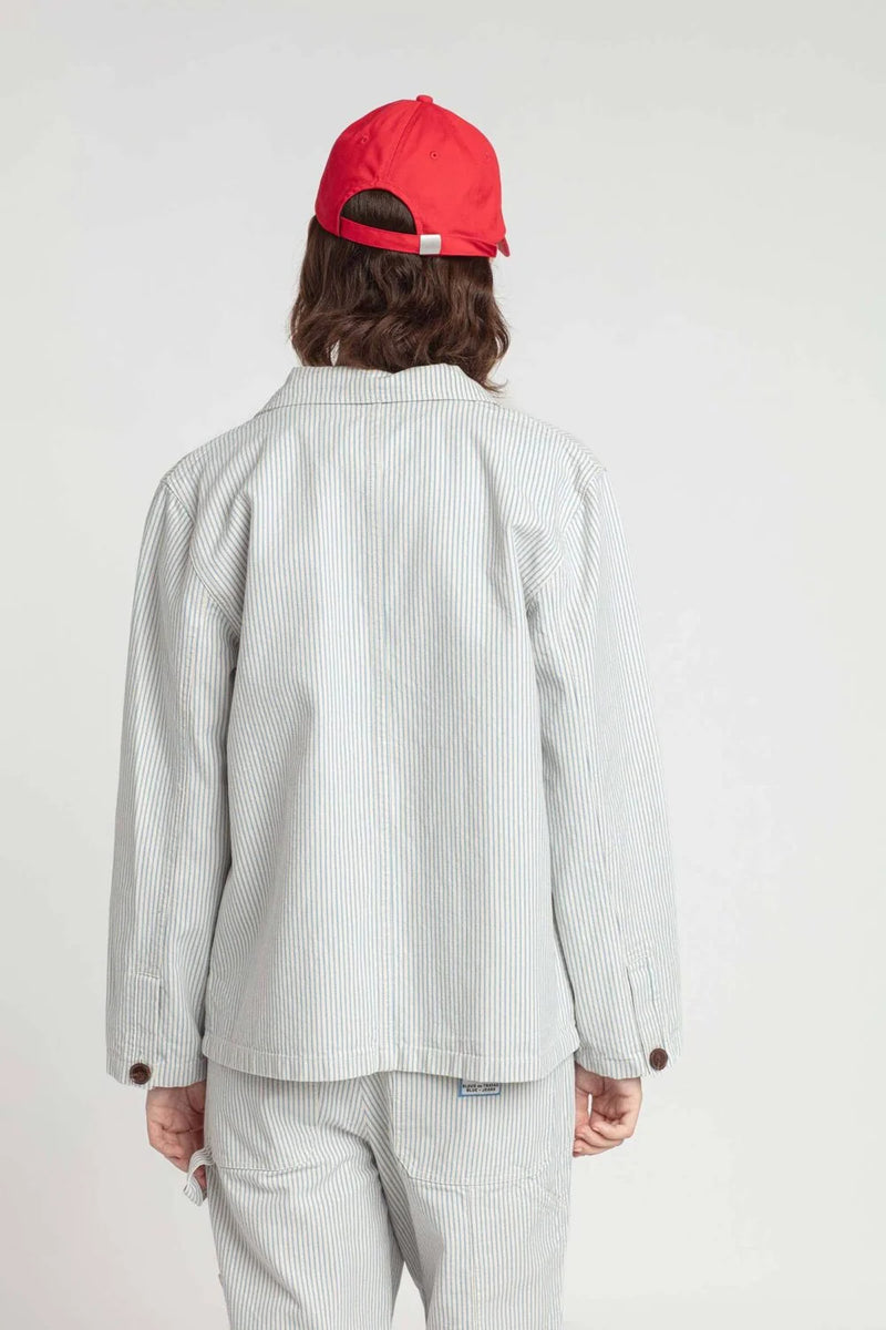 Vame Stripe Work Jacket in Blue, from Le Mont Saint Michel