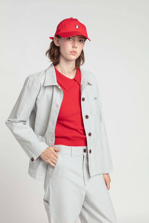 Vame Stripe Work Jacket in Blue, from Le Mont Saint Michel