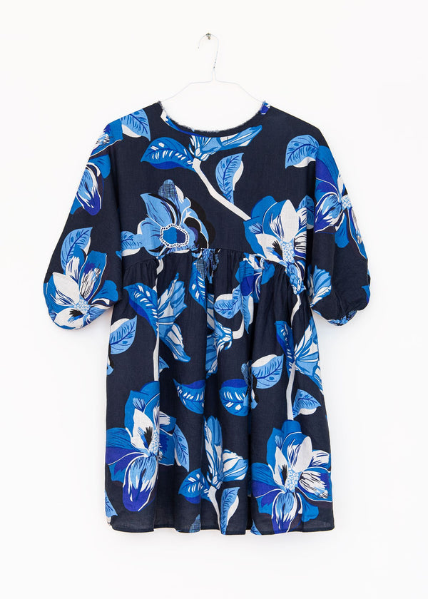 Alcala Dress in Navy and Hibiscus