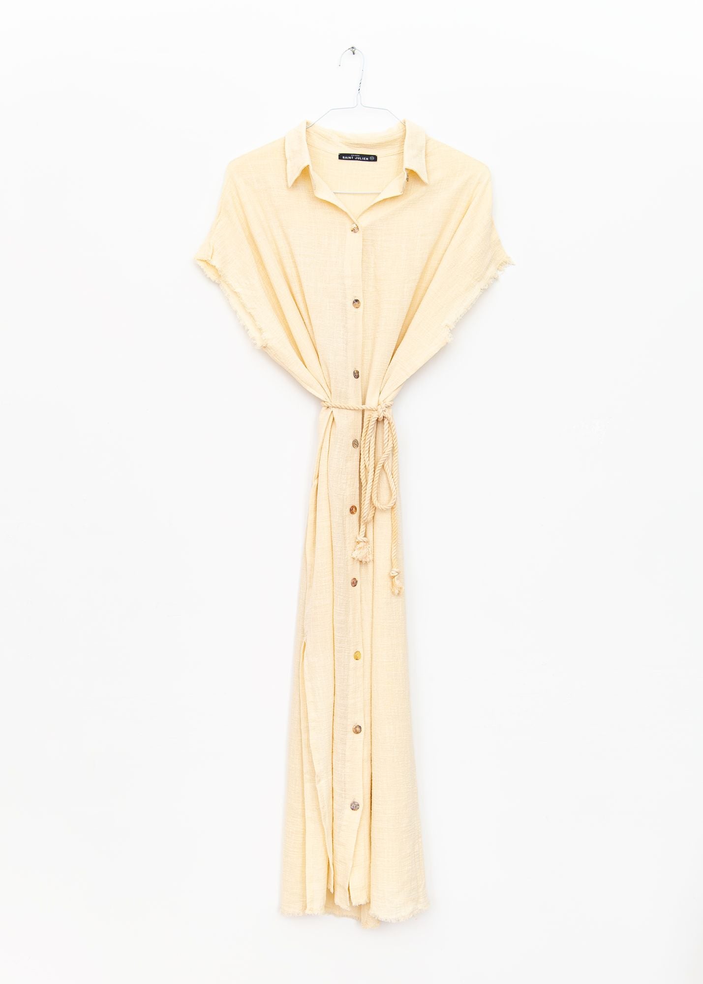 Mykonos Long Shirt Dress in Cream, from Maison Saint Julien