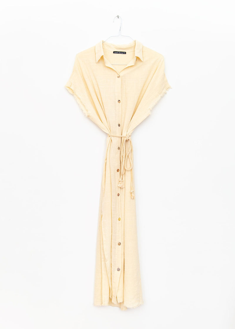 Mykonos Long Shirt Dress in Cream, from Maison Saint Julien