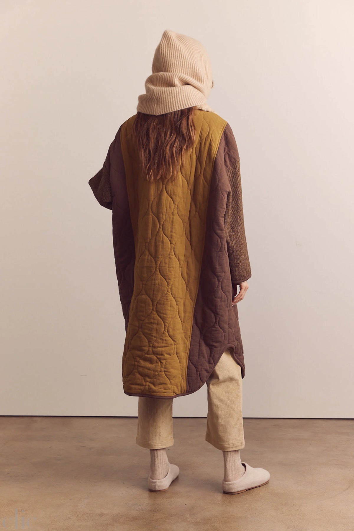 Quilted Fur Collar Coat in Multi, from Amente
